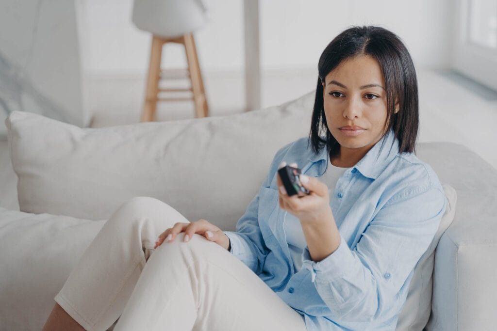 woman watching political ads